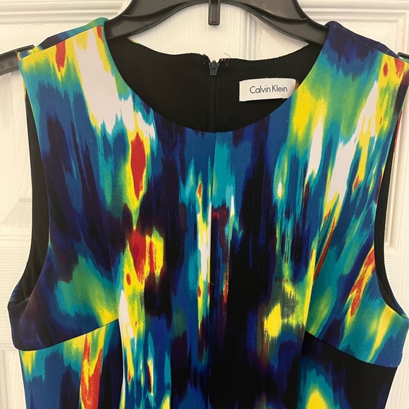 Calvin Klein Multicolored Sleeveless Fit & Flare Swing Dress Twirl Dress Sz 4 - Picture 3 of 7